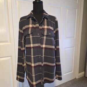 Alpine Design Burgundy and Gray Plaid Shirt
